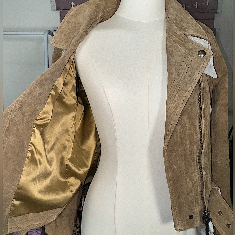 Leather M [BLANKNYC]™ TAN Suede Moto Jacket